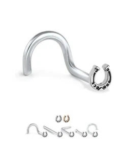 316L Surgical Steel Nose Ring Screw L Bend Straight Stud Horseshoe 20 Gauge 20G - Picture 1 of 1