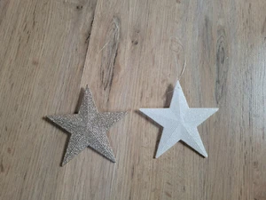 2 Sterne Dekoration Weihnachten gold weiß - Bild 1 von 2