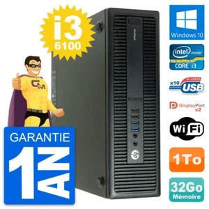 PC HP ProDesk 600 G2 SFF Intel i3-6100 RAM 32Go Disque Dur 1To Windows 10 Wifi - Photo 1/7