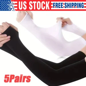 5 pares de fundas de protección solar UV para brazos de enfriamiento para hombres mujeres deportes exteriores - Imagen 1 de 19