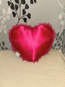 RARE Playboy Pink Fluffy And Satin Monogram Heart Shaped Cushion Vintage Y2K - Picture 1 of 12