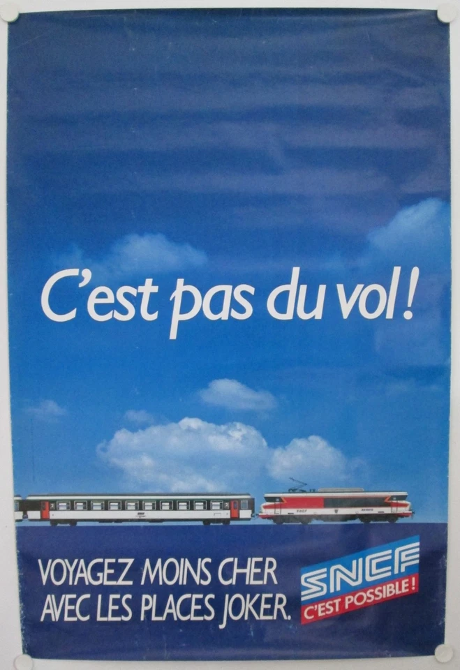 Affiche Tourisme SNCF 1989 - C'est pas du Vol ! Places Joker - Photo 1/1