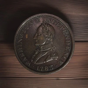 1783 Large Bust Washington & Independence Cent, XF+/AU, Solid Piece - Picture 1 of 8