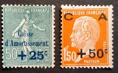 France Stamps 1927 Sinking Fund Overprint 2v SG 461 & 462 Mint - Image 1 of 2