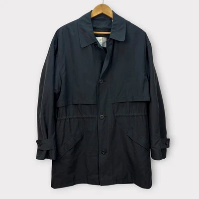 Abrigo de coche Bill Blass negro para hombre trinchera impermeable de longitud media forro de lana extraíble M Foto 1 de 4