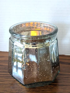 NEW 11 Silver Speckled Mercury Glass Candle Holders w/ White Unscented Candles - Picture 1 of 15