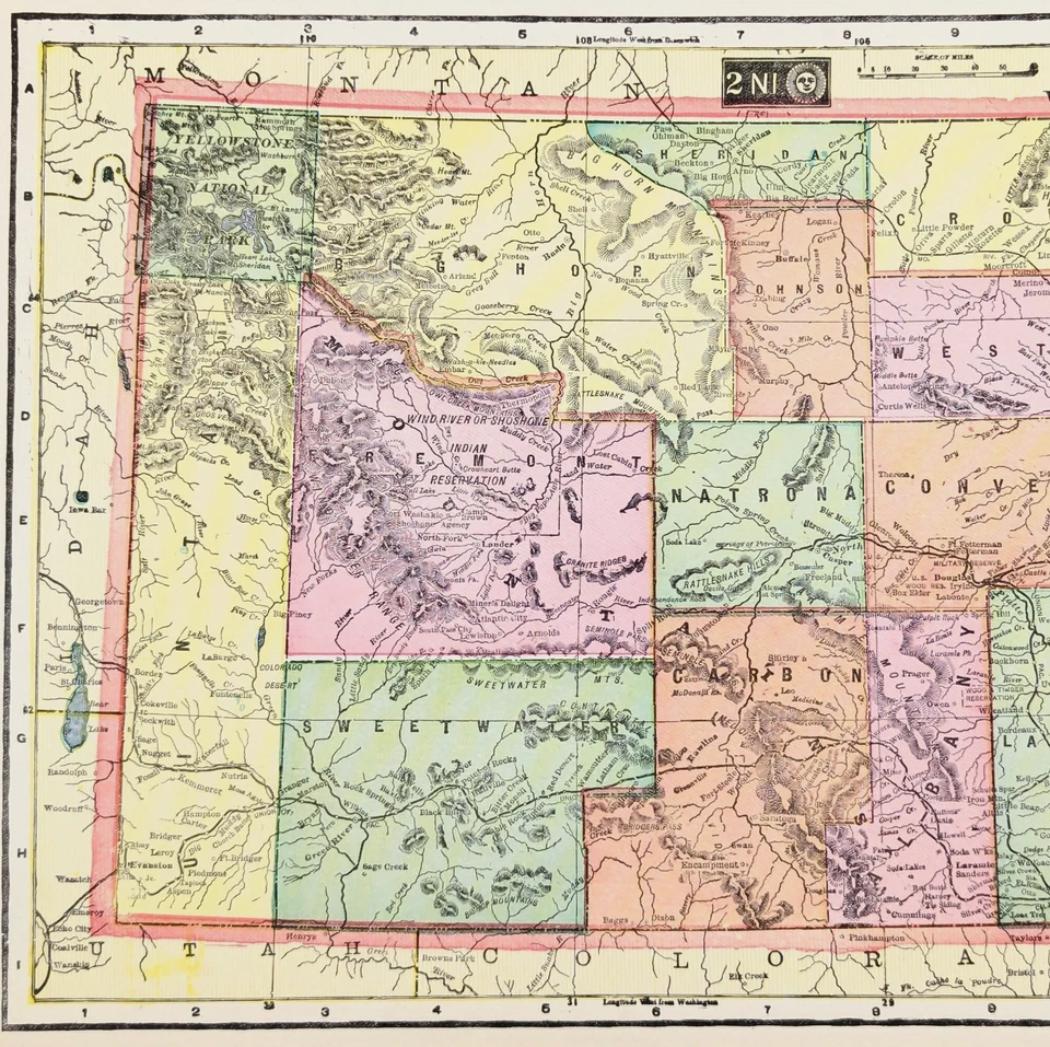 1903  WYOMING  Map ORIGINAL (12x9.5)  YELLOWSTONE - RAILROADS - TUNISON - Image 1 of 4