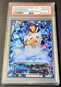 2024 Bowman Draft Sapphire Selections Auto Carson Benge Refractor #SSACBE PSA 10 - Picture 1 of 2