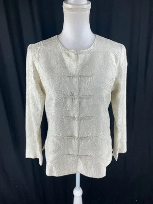 Chaqueta de seda oriental texturizada Eileen Fisher para mujer XS formal marfil Foto 1 de 4