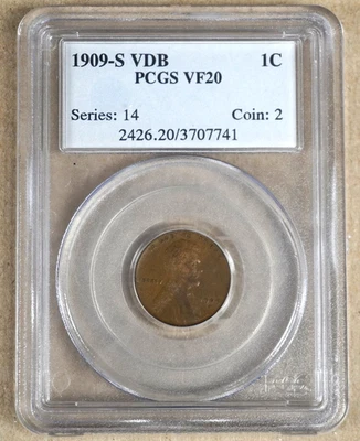 1909-S VDB LINCOLN WHEAT CENT PCGS VF20 707741 - Image 1 of 4