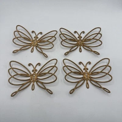 Lote De 4 De Colección Wilton Oro Mariposa Boda Decoración Pastel Pequeño Gran Arte De Pared Foto 1 de 4