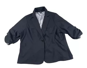 Torrid Black Blazer Jacket Plus Size 4 4X Ruched 3/4 Sleeves O35 - Picture 1 of 5