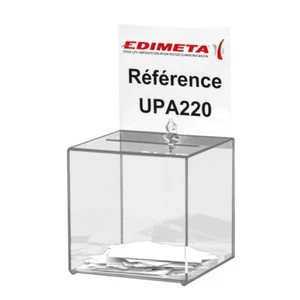Urna trasparente per 400 schede con porta poster 19,5 x 19,5 cm - Foto 1 di 1