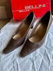 Worn Bellini Julia Women Us 13 M Brown Leather Square Toe 3" Pumps Well Loved