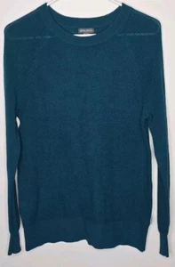 Eddie Bauer Sweater Womens M Teal Blue Waffle Knit Raglan Long Sleeve Round Neck - Picture 1 of 8