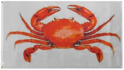 3x5 Crab Advertising White Premium 3'x5' 100D Woven Poly Nylon Flag Banner - Image 1 of 4