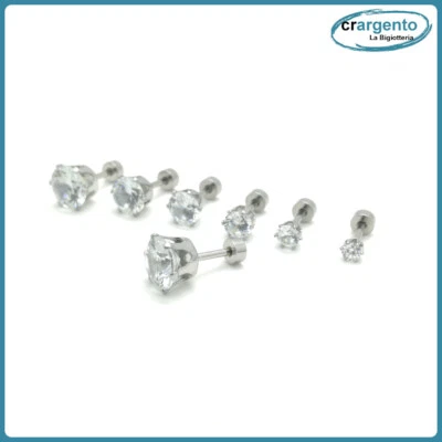 orecchini brillantini uomo acciaio donna punto luce zirconi con da per a lobo - Immagine 1 di 4