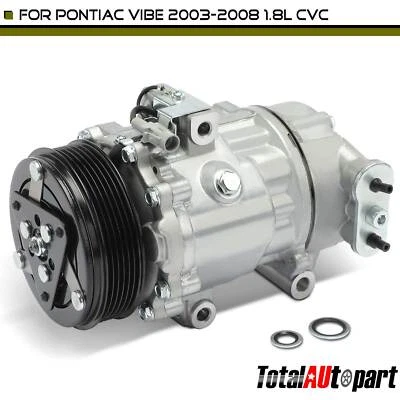 A/C AC Compressor w/ 6-Groove Pulley for Pontiac Vibe 2003 2004 2005 2006-2008 - Image 1 of 4