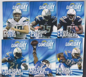 2008 SUBMARINA SAN DIEGO CHARGERS 6 CARD SET RIVERS GATES TOMLINSON PHILLIPS SGA - Picture 1 of 1