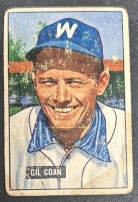 1951 Bowman Gil Coan Baseball Card #18 Senators OF Poor Creased Stained O/C - Image 1 of 2