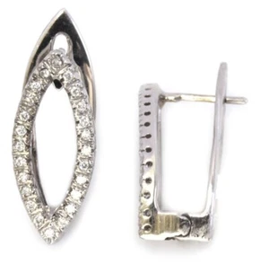 1.00ct Natural round Diamond 14k solid white gold wedding hoops earrings - Picture 1 of 3