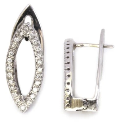 1.00ct Natural round Diamond 14k solid white gold wedding hoops earrings - Image 1 of 3