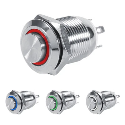 Druckschalter LED Momentan Power Drucktaster Klingeltaster 12mm für Außeneinsatz