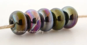 BLACK IRIS LUSTER METALLIC *  lampwork glass spacer beads TANERES sra - Picture 1 of 2