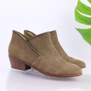 Jack Rogers Women's Sadie Boot Size 9 Olive Tan Suede Bootie Low Block Heel Shoe - Picture 1 of 13