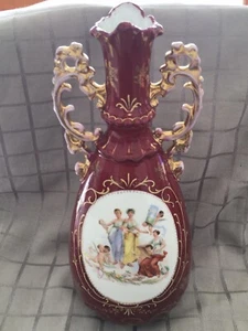 Antique Victoria Carlsbad Austria VTO167 Portrait Double Handled Porcelain Vase - Picture 1 of 12