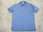 johnnie O Shirt Mens Large Blue Polo Teki Mask Golf Pullover Quick Dry Perform