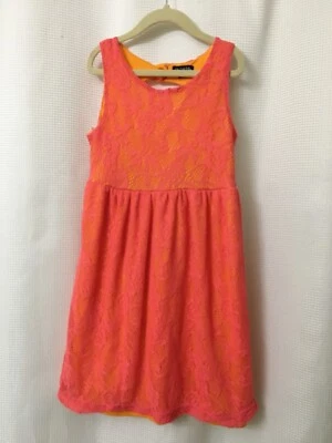 George girl's Knit Lace Dress  Size 10 Easter Pink Orange - Image 1 of 4