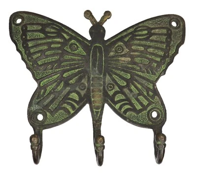 Butterfly Shape Antique Style Handmade Brass Cloth Wall Hook Hanger Home Décor - image 1 of 4