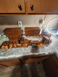Vintage Wooden Semi Trucks/double Trailor/dumptruck/flatbed/2 Semis/handmade**** - Picture 1 of 16