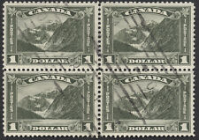 Canada #177 $1 Arch issue Mt Cavell Used Block of 4 VF Light Roller