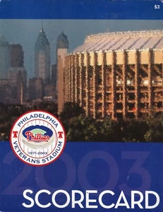 Philadelphia Phillies Veterans Stadium 2003 Scorecard vs Houston Astros - Picture 1 of 1