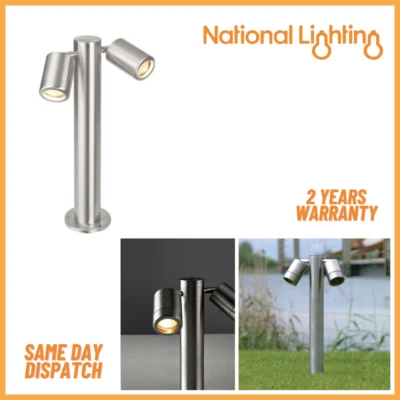 ATLANTIS Twin LED Post Light Dimmable Marine Grade Steel Outdoor Garden Lights - Image 1 of 4