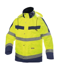Dassy High Vis wasserdichte Herrenjacke Parka in Gelb Navy - Bild 1 von 4