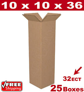 25 - 10x10x36 Cardboard Boxes Mailing Packing Shipping Box Corrugated Carton