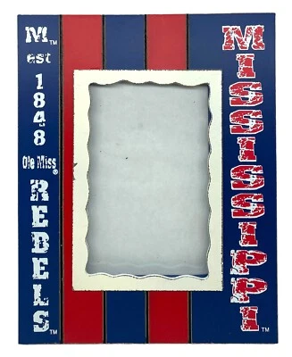 Ole Miss Rebels Wooden Picture Frame by Hanna’s Handiworks-New - Image 1 of 3