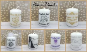 6cm votive Personalised wedding candle favours (set of 10) any colour scheme - Picture 1 of 26