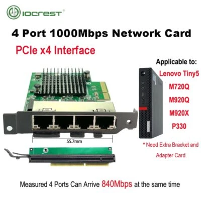 4 Ports PCIE Gigabit Ethernet Controller Card Designed for Lenovo Small Cases - Image 1 of 4