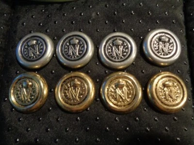 Vintage 1950-60s Lot of 8 Gold & Silver Tone 13/16 in. Metal N Crown Buttons - Image 1 of 2