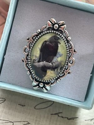 Anillo de Regalo Renacimiento Victoriano Cuervo Cuervo Negro Plata Ajustable Festival Nuevo Foto 1 de 4