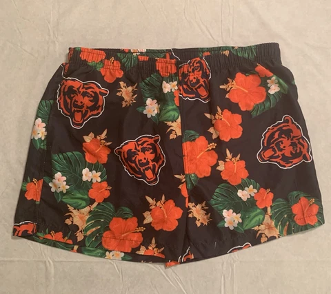 Chicago Bears NFL Team Apparel Hawaiian Floral Swim Trunks Shorts Men's L Cover
