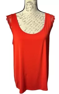 Adore Me Tank Top Womens Size Large Red Lace Racer Back Ruffled Detailing Top - Picture 1 of 16