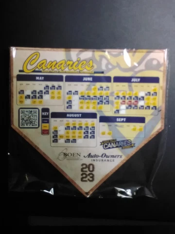Sioux Falls Canaries Baseball 2023 Magnet Schedule - Stadium Giveaway - NIP RARE Cover