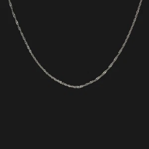 14k WHITE GOLD DIAMOND CUT CHAIN 17in 0.76mm NECKLACE CLASSIC DAINTY THIN ROPE - Picture 1 of 2