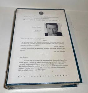 Michael Crichton Disclosure Signed Franklin Library Jurassic Park Author SEALED - Picture 1 of 8