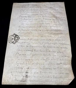 OLD PARCHMENT from 1745 - Vellum Manuscript - Picture 1 of 4